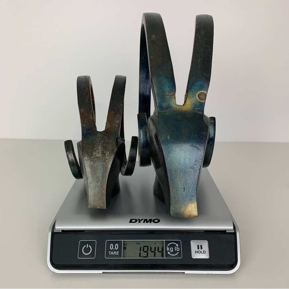 Pair Metal Antilope Ram Head Sculpture Horns Black Vtg Different Size Decor - Picture 14 of 16